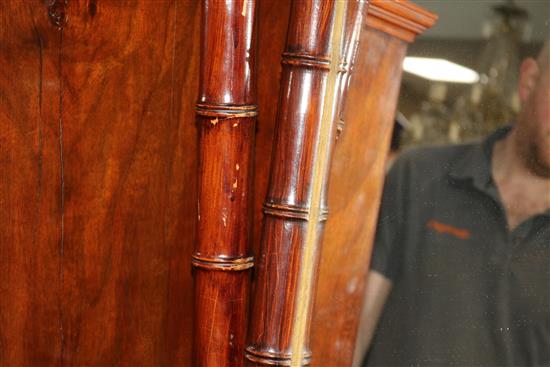 A faux bamboo cheval mirror W.92cm